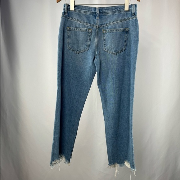 Free People Distressed Mid Rise Maggie Straight‎ Leg Jeans in Blue Size 26 - Picture 7 of 11